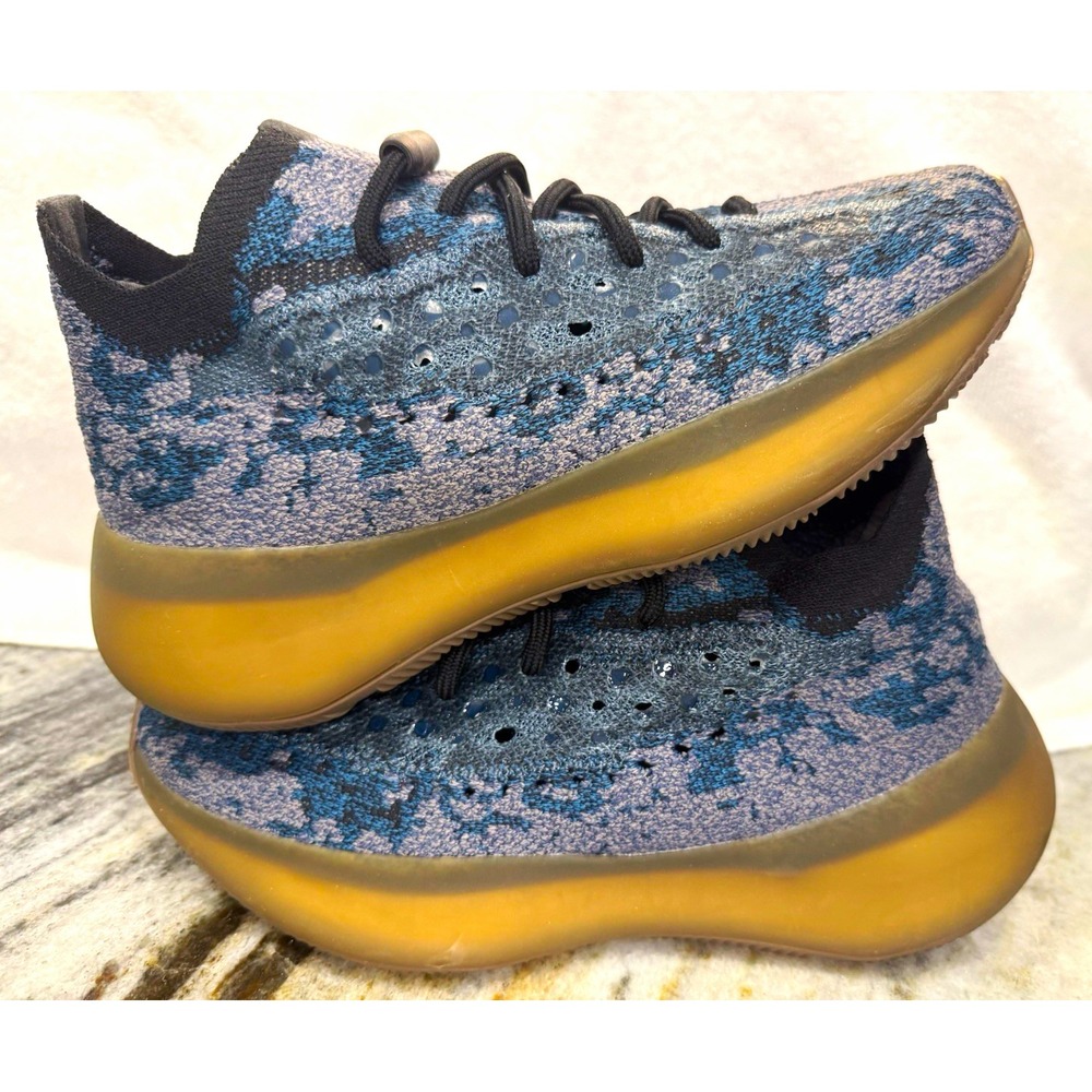 Adidas YEEZY Low Top Lace-Up Athletic Sneakers Blue/Brown Rubber Sole Camo 5.5